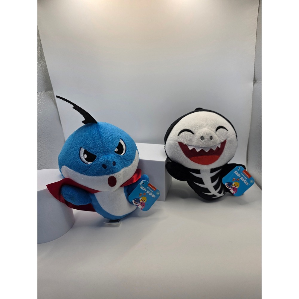 Pinkfong Baby Shark Plush Set 2022 Nickelodeon (RARE) Skeleton & Super Shark NWT